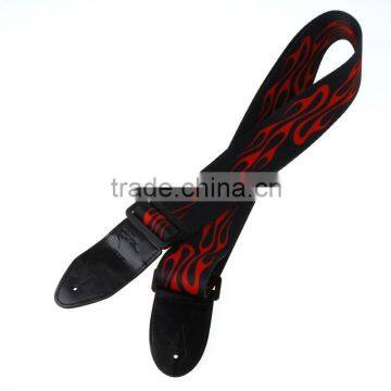 Adjustable Buckle Electric Guitar Acoustic Strap Red Flame Print photo-5