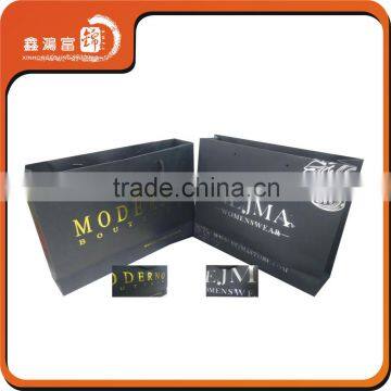 China supplier logo printing black paper bag with handle