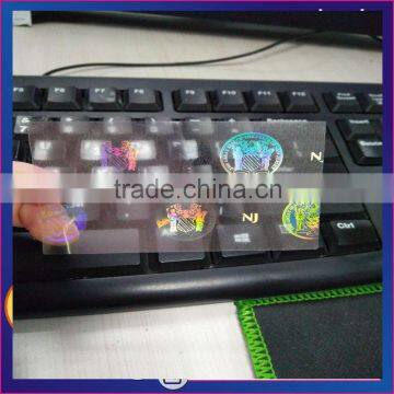 Professional Hot stamping colorful NJ state transparent overlay hologram sticker in stock