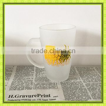 Frosted Water Drinking Glass Cup With Pineapple Printed Glass Cup Tumbler