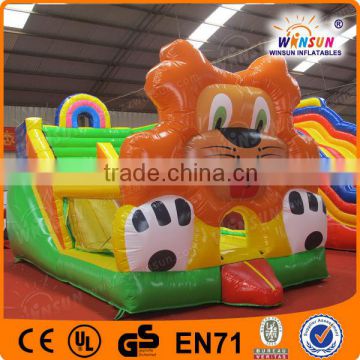 EN14960 warmly welcomed inflatable lion king slide