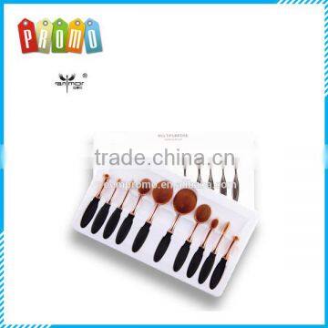 10pcs/set Tooth Brush Shape Oval Makeup Brush Set MULTIPURPOSE Professional Foundation Powder Brush Kits with Box