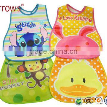 Printed Cartoon Design Baby EVA Baby Bibs with Food Collector Drool Bellyband Velcro