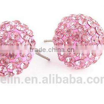 The crystal pink ear lobe jewelry noble earrings & ear studs