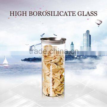 high borosilicate handblown glass steel food container jar for 1300ml