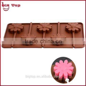 BT0091 5 Holes Lollypop Shape Silicone Ice Tray Silicone Flower Shape Ice Cube Flowe Shape Silicone Chocolate Mold photo-2