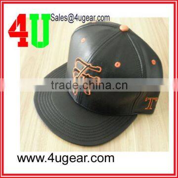 2013 new style 6-panel custom flat bill leather snapback blank hat