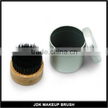 Bamboo Boar Bristle Beard Brush Black, Portable Tin Box Bearb Brush With Black Boar Bristle photo-3