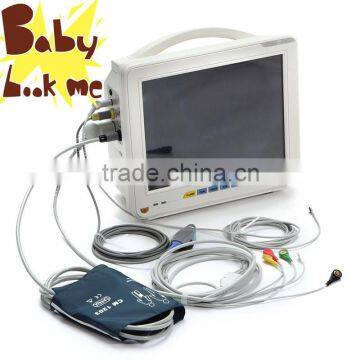 12 inch 6 Parameter Multifunction Patient Monitor Dual TEMP Dual IBP ETCO2 side stream Thermal recorder Trolley optional