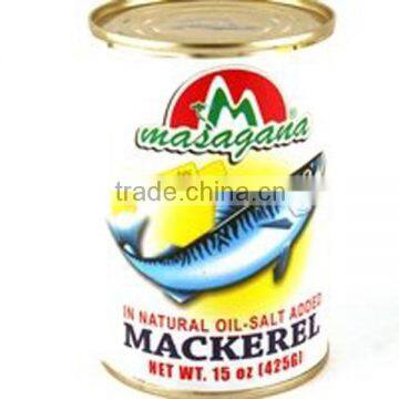 food product canned mackerel in natural oil