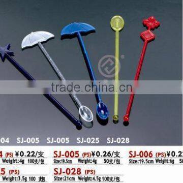 plastic stirring rod with umbrella handle