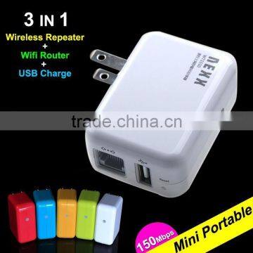3 in 1 mini portable wireless repeater and wifi router with charge device function