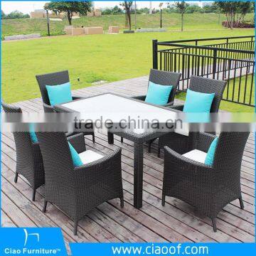 Люкс 6-местный наружный раттановый обеденный набор мебели / раттановая садовая мебель photo-3