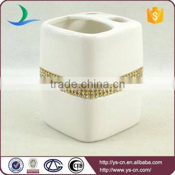 Ceramic Hotel Bathroom Sanitary Items With Golden Rhinestone photo-4