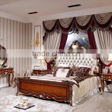 Italian Wood Bedroom Furniture Set, Luxury Royal Bed Room Furniture photo-5