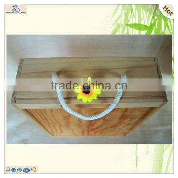 Topgrade Unfinished Color Three Compartments Wood Wine Case photo-2