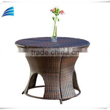 Outdoor Garden Wicker Storage Ottoman Table