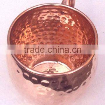 100% PURE COPPER FDA APPROVED HAMMERED BARREL DRINKING MUG WITH RIVETED HANDLE FOR MOSCOW MULE, VODKA photo-3