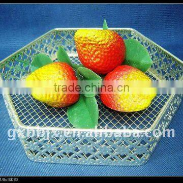 Silver hexagonal wire storage fruit basket recycling home decoration