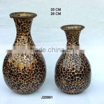 Brown Glass mosaic Iron vase other colours available