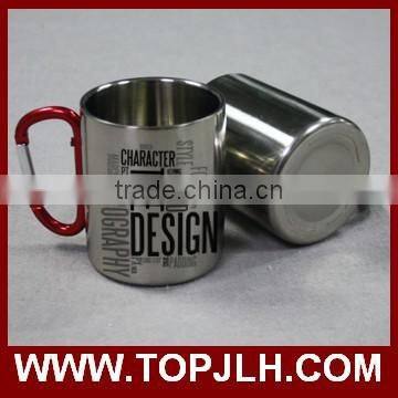 Custom Logo Printed Carabiner Handle Stainless Steel Coffee Mug photo-4
