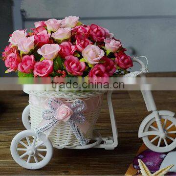 White Tricycle Bike Design Flower Basket Storage Container DIY Party Weddding Casamento Decoration Supplies photo-2