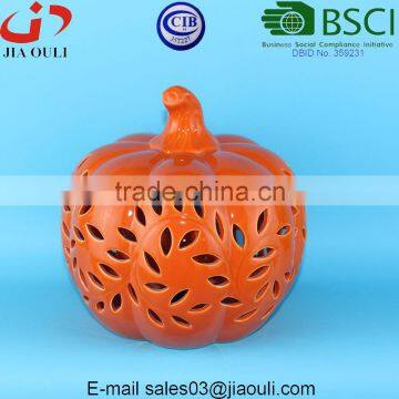 BSCI Audit Factory LED light Halloween Pumpkin, ceramic Pumpkin