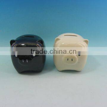 Double cute mini ceramic count money bank