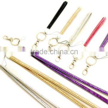 Promotion Gift PU Leather Lanyard With Crystal Gem, Swivel Snap Hooks, Key Ring Accembly, Acrylic Gem Key Chain photo-5