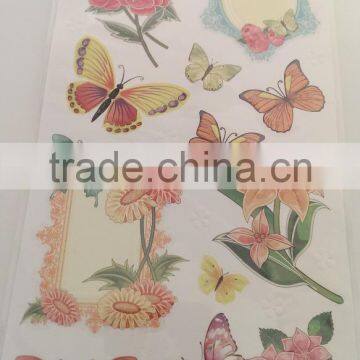 Orange Color Flowers & Butterfly Design Decorative Shinny Glitter Sticker, Graceful Design Decorative Sticker photo-4