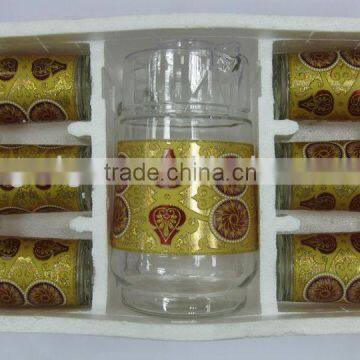 JK003 7pcs glass drinking set with deco