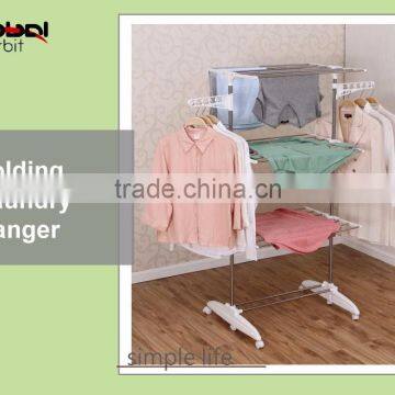 Folding Multi-purpose Clothes Hanger Rack Movable Metal Towel Rack