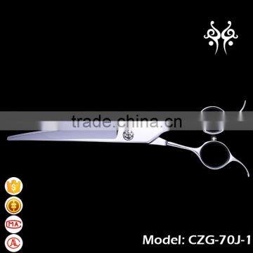 CZG-70J-1 7inch double finger rest downward curved pet grooming hair shaping scissor