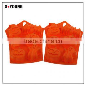 11003 6 Holes Halloween Pumpkin Shape Baking Silicon Cake Mould, photo-3