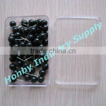 Plastic Box Packed 6mm Black Round Head Map Pin