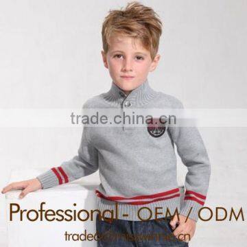 kids autumn winter polo collar sweater , sweater with contrast stripe bottom,school uniform sweater