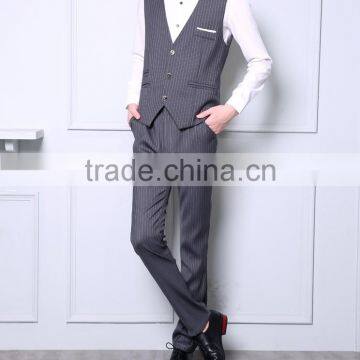 Autumn and Winter Men's Striped British Leisure Slim Fashion Business 3 Piece Suit photo-4