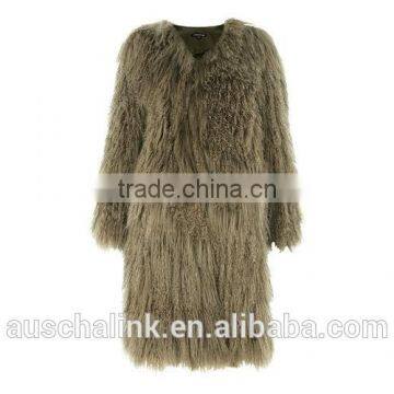 Best Selling Fashion Green Sheepskin Long Coats for Ladies photo-4