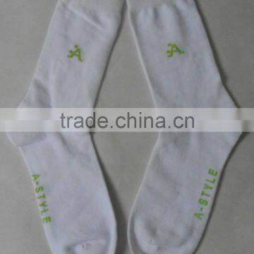 High Quality 100% Cotton White Socks With Logo photo-5