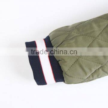 HAODUOYI Women Warm Solid Letter Embroidery Lattice Street Zipper Bomber Jacket photo-5