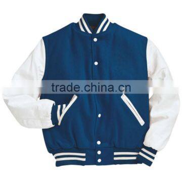 Quality Royal Blue with White Sleeves Varsity Jacket