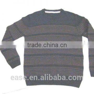Jacquard Crewneck Long Sleeve Cotton Pullover Sweater Men photo-2