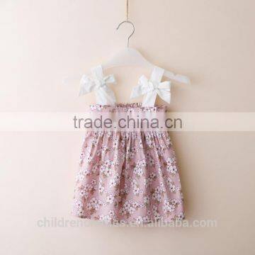 Fashion Vintage Baby Colthes Children Frocks Designs Shoulder Straps Boutique Girl Flower Dress