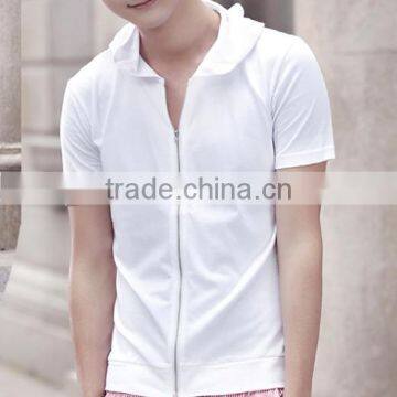 Hot Sale Custom Cotton/spandex Men's Short Sleeve Black Hoodie photo-5