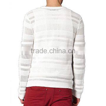 Custom Pierced White Pullover Man Winter Sweater photo-3