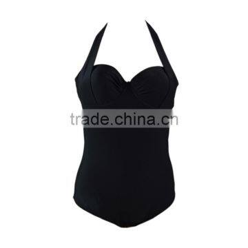 Professional Women Black One-Piece Slim Swimwear photo-2