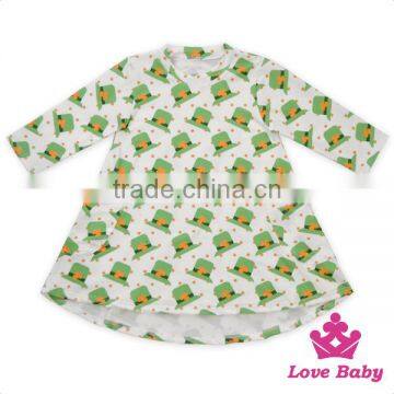 Frock Design Newborn Baby Girl Floral Printed Long Sleeve Short Front Long Back Cutting With Pocket A-line Dress