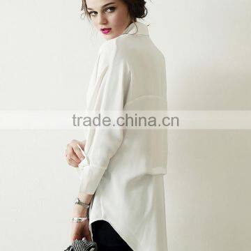High Quality Europe Style Fashion Plus Size Loose White Dress Shirts for Ladies photo-3