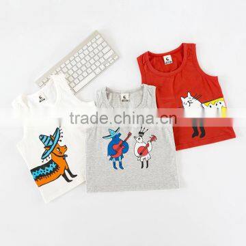 S17140A In Stock Boys Summer Cotton Knitting Pattern Printed Baby Vest photo-3