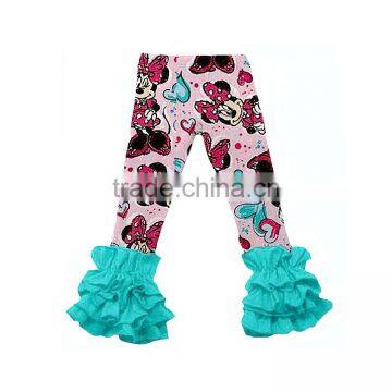Wholesale Giggle Moon New Pants Design for Girl Fall and Winter Children Girls Cotton Triple Ruffle Cartoon Printing Pants photo-3